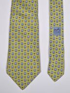 005195 Hermès silk tie green whimsical hippo 5195 IA