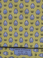 005195 Hermès silk tie green whimsical hippo 5195 IA