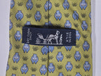 005195 Hermès silk tie green whimsical hippo 5195 IA