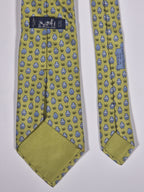 005195 Hermès silk tie green whimsical hippo 5195 IA