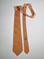 005195 Hermès tie Hippo orange 5195 IA
