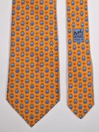 005195 Hermès tie Hippo orange 5195 IA
