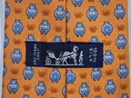 005195 Hermès tie Hippo orange 5195 IA