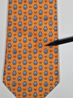 005195 Hermès tie Hippo orange 5195 IA