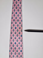 005195 Hermès tie pink  whimsical hippo pattern  5195 IA