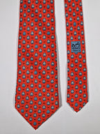 Hermès silk tie red Whimsical Hippo pattern 5195 IA