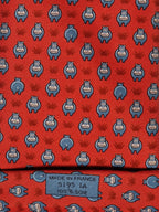Hermès silk tie red Whimsical Hippo pattern 5195 IA