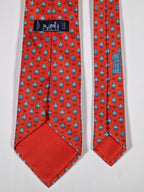 Hermès silk tie red Whimsical Hippo pattern 5195 IA