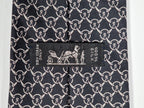 Hermès silk tie black equestrian pattern 5200 IA