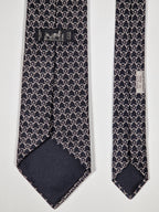 Hermès silk tie black equestrian pattern 5200 IA