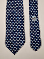 005209 Hermès tie blue dog and sheeps whimsical pattern 5209 IA
