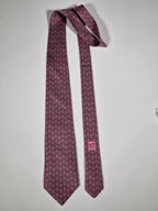 005218 Hermès silk pink H pattern tie 5218 IA