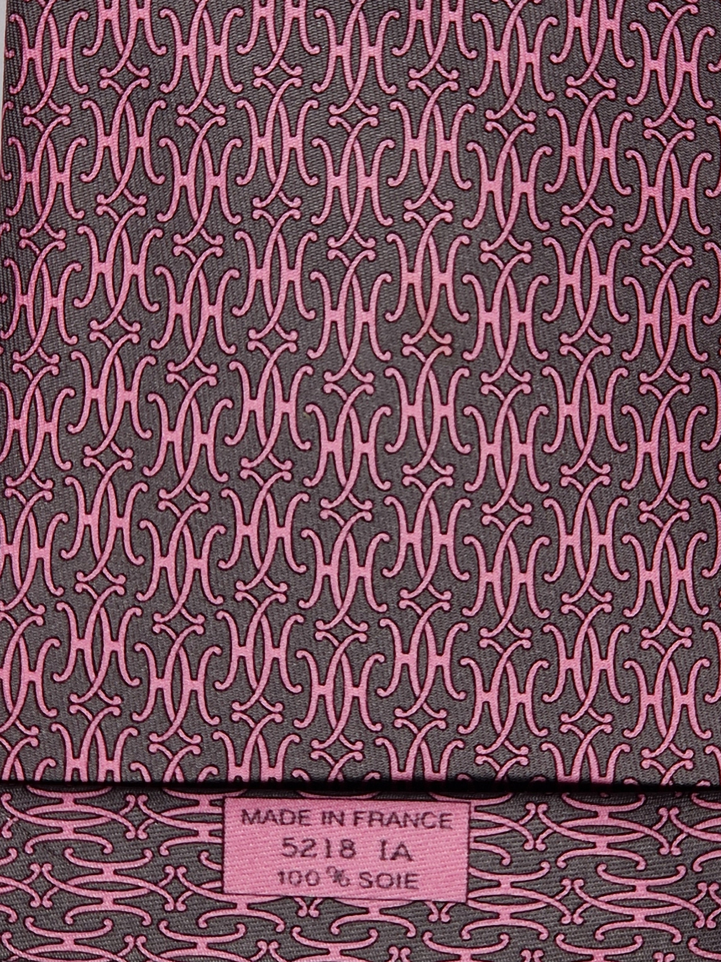 005218 Hermès silk pink H pattern tie 5218 IA
