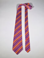 Hermès silk tieCerice yellow striped Hermès 5228 IA tie cerice