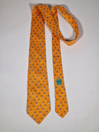005239 Hermès tie orange whimsical seaman and boat 5239 SA