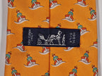 Hermès silk tie orange ship and sailor whimsical pattern 5239 SA