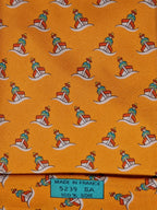 005239 Hermès tie orange whimsical seaman and boat 5239 SA