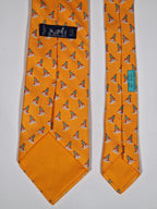 005239 Hermès tie orange whimsical seaman and boat 5239 SA