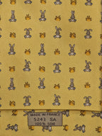 Hermès silk tie yellow whimsical rabbit pattern 5243 SA