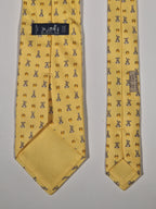 Hermès silk tie yellow whimsical rabbit pattern 5243 SA