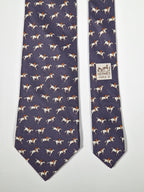 Hermès silk tie grey equestrian pattern 5251 SA
