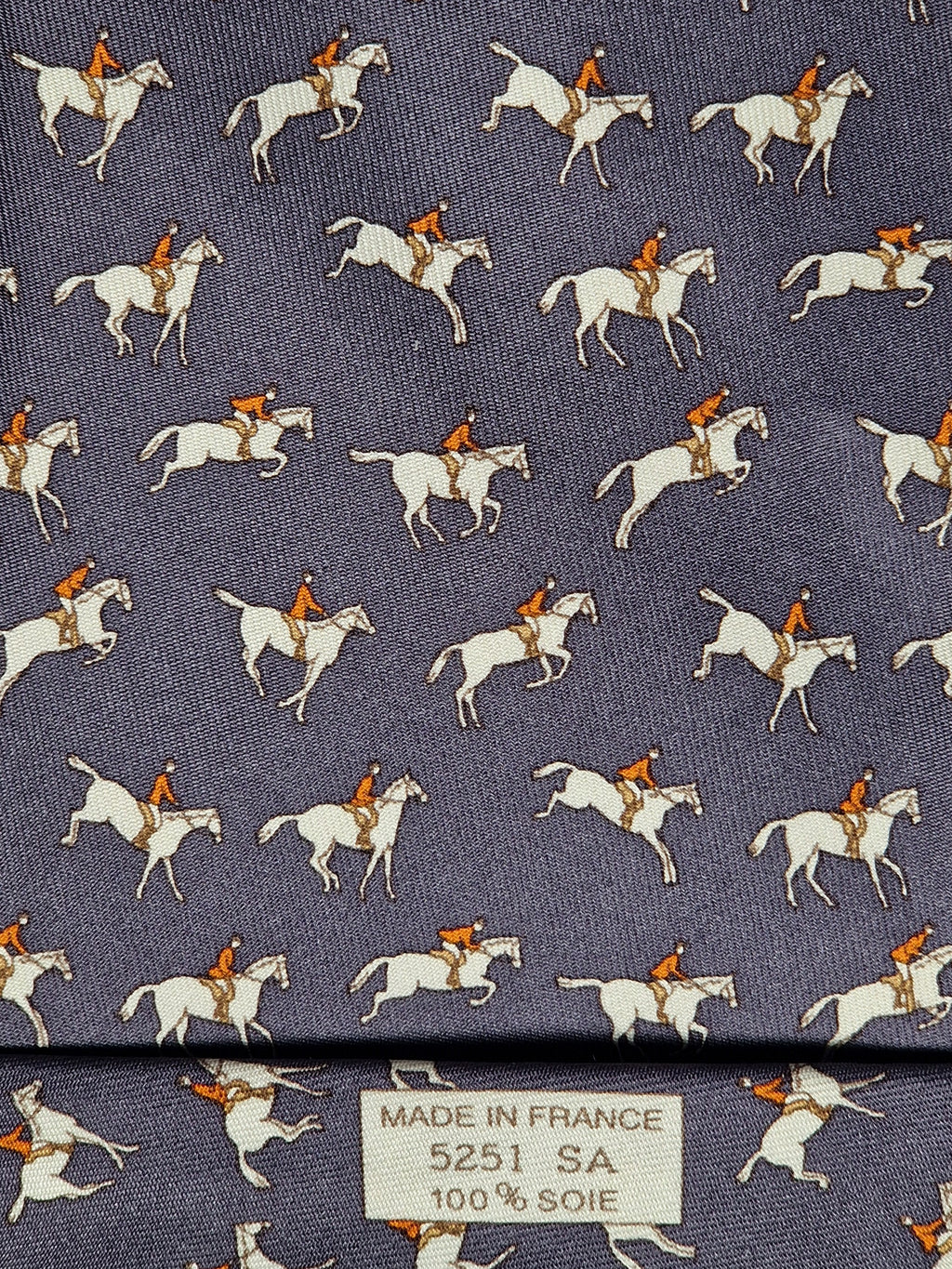 Hermès silk tie grey equestrian pattern 5251 SA