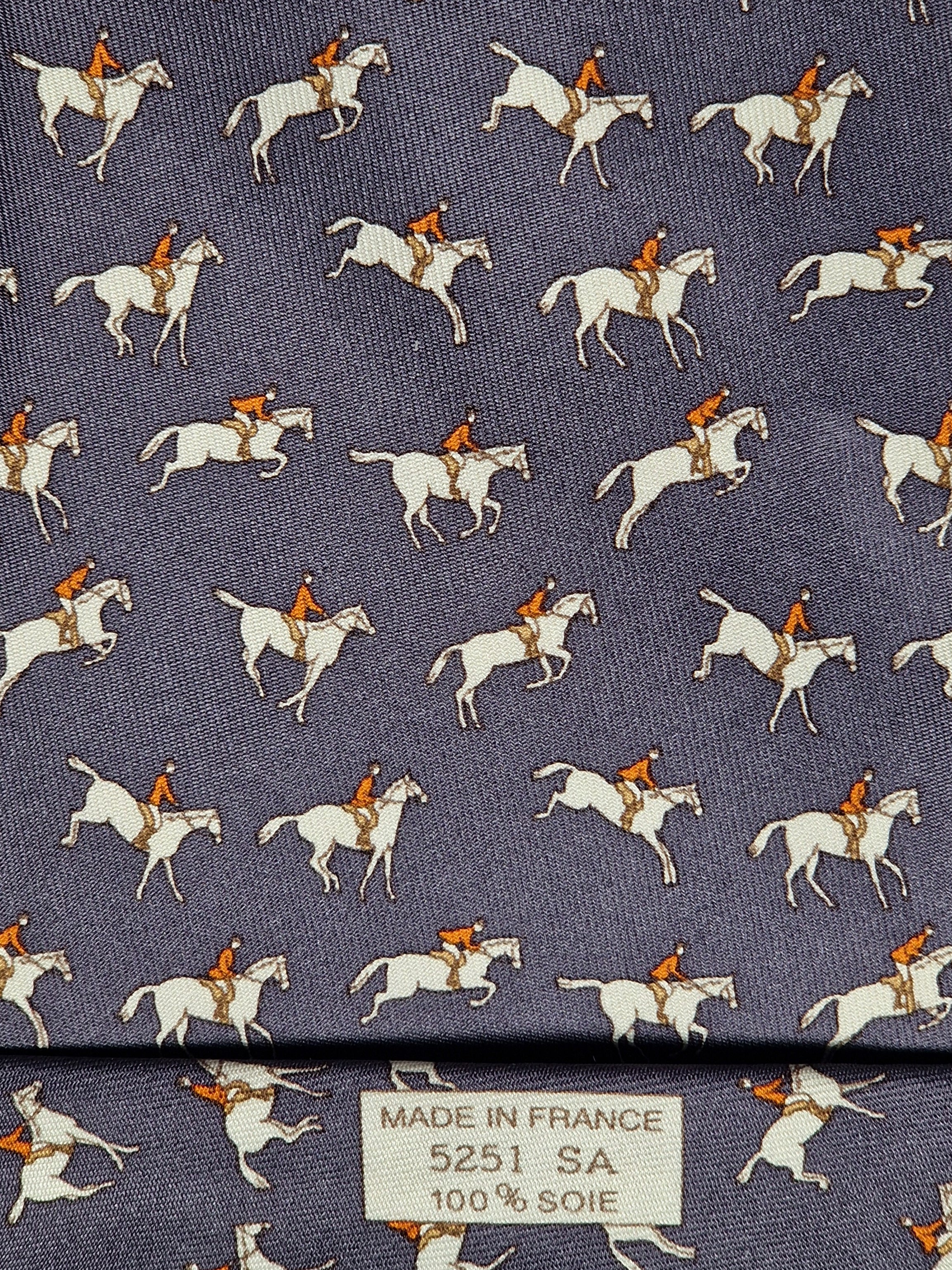 Hermès silk tie grey equestrian pattern 5251 SA