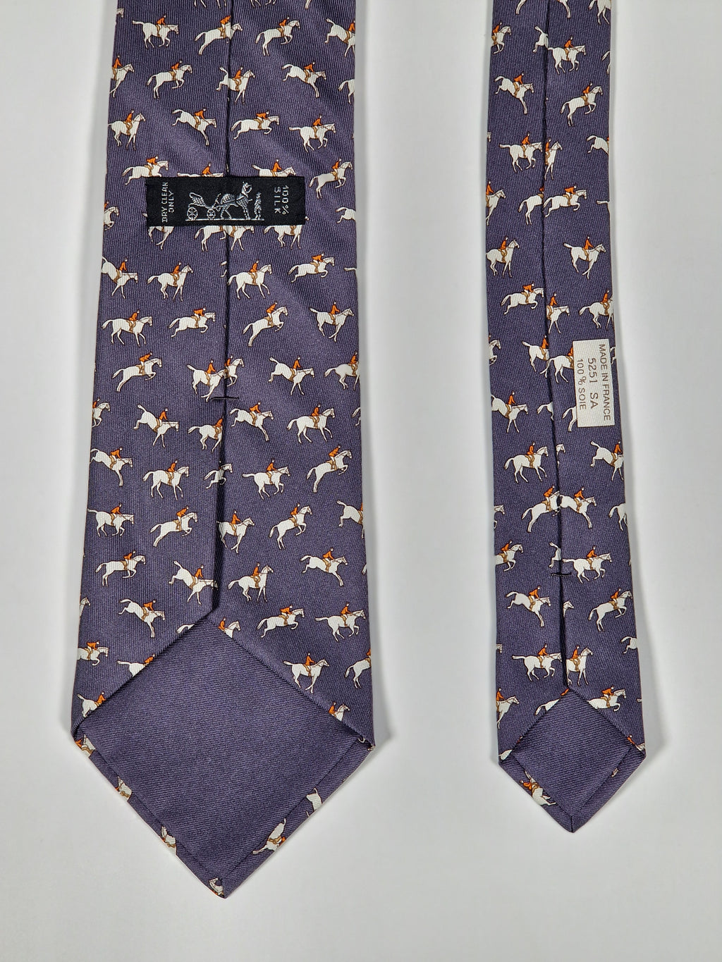 Hermès silk tie grey equestrian pattern 5251 SA