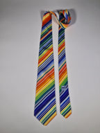 Hermès silk tie striped rainbow color 5257 SA