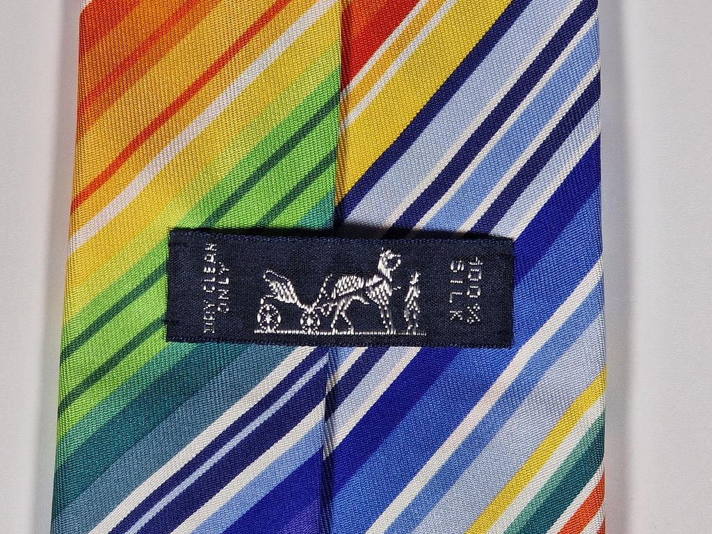 Hermès silk tie striped rainbow color 5257 SA