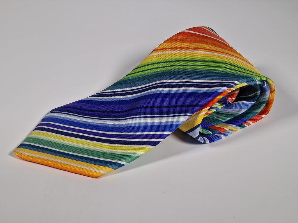 Hermès silk tie striped rainbow color 5257 SA