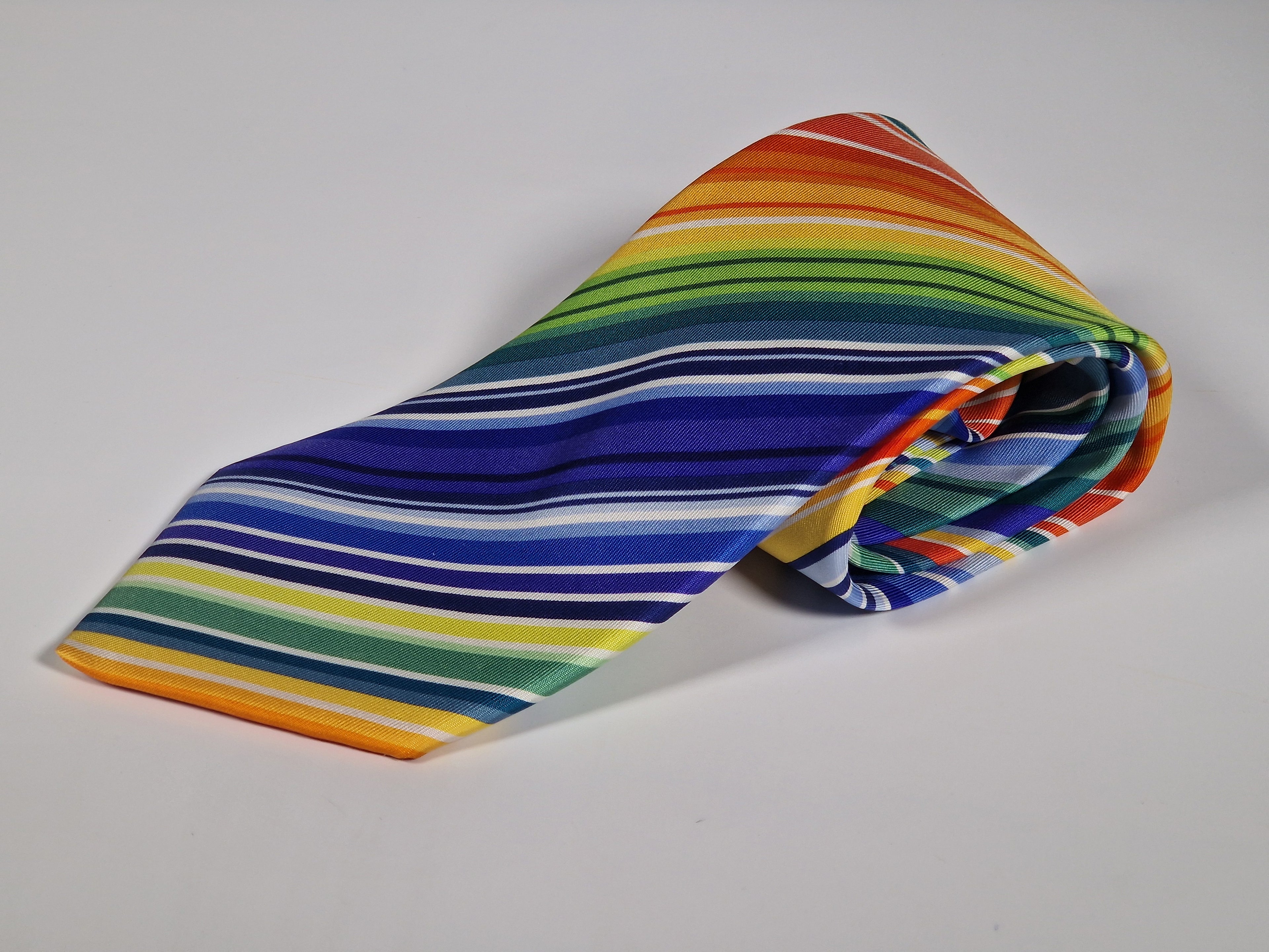Hermès silk tie striped rainbow color 5257 SA