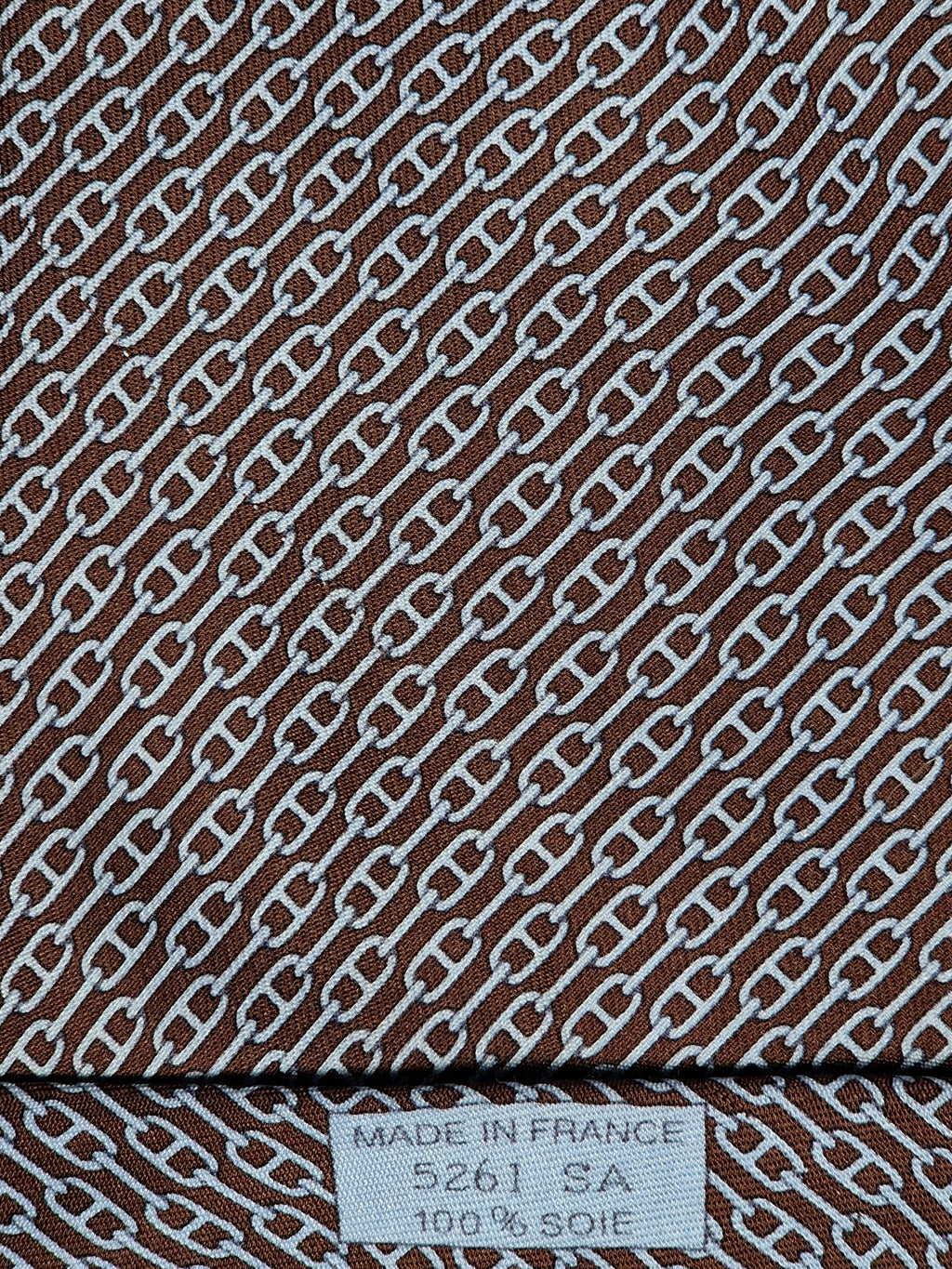 005261 Hermès tie brown chain pattern  Hermès 5261 SA tie brown