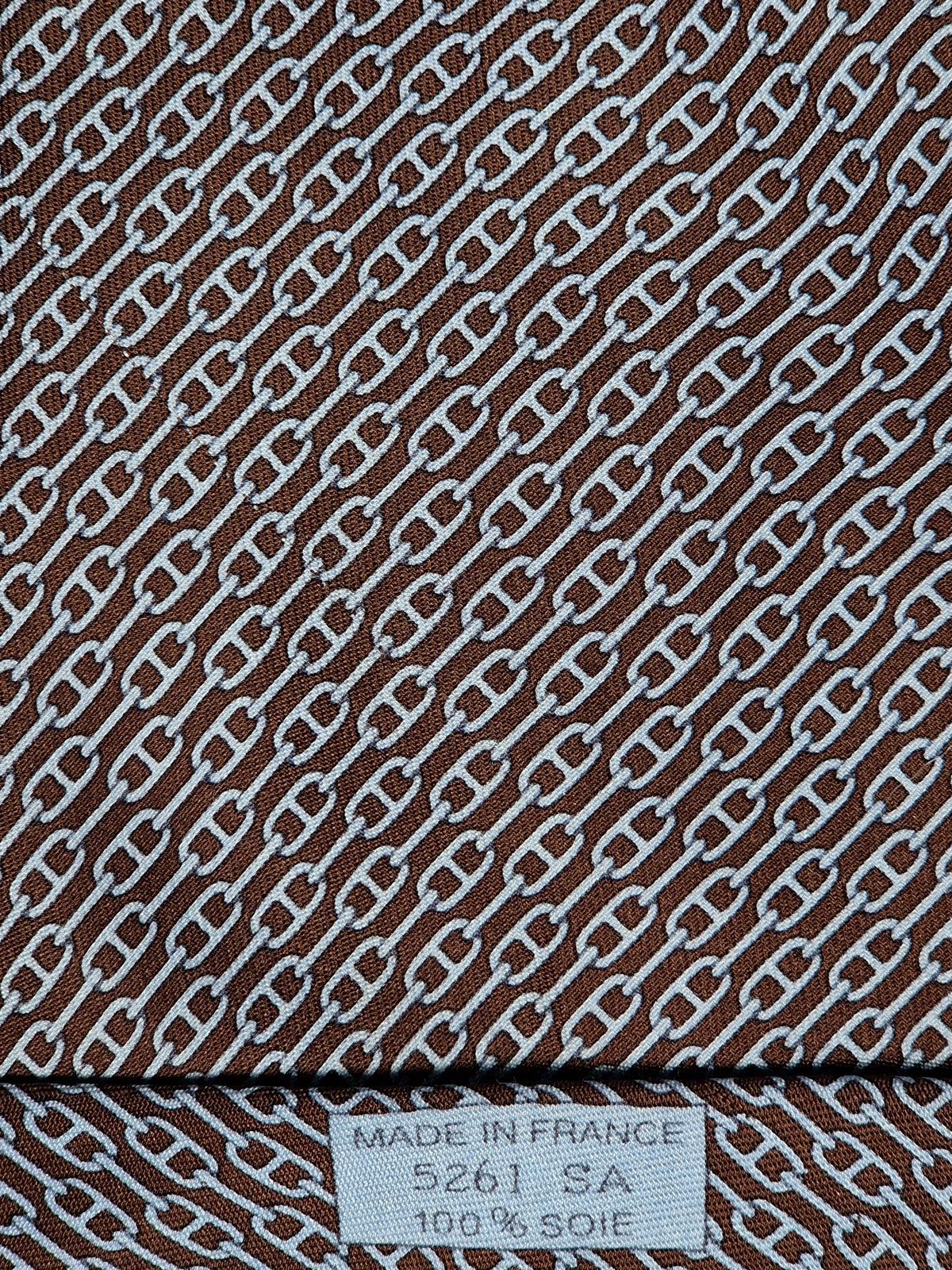 005261 Hermès tie brown chain pattern  Hermès 5261 SA tie brown
