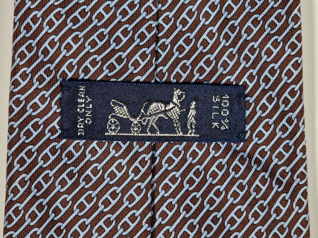 005261 Hermès tie brown chain pattern  Hermès 5261 SA tie brown