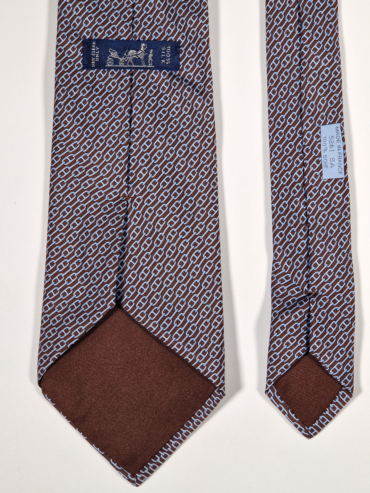 005261 Hermès tie brown chain pattern  Hermès 5261 SA tie brown