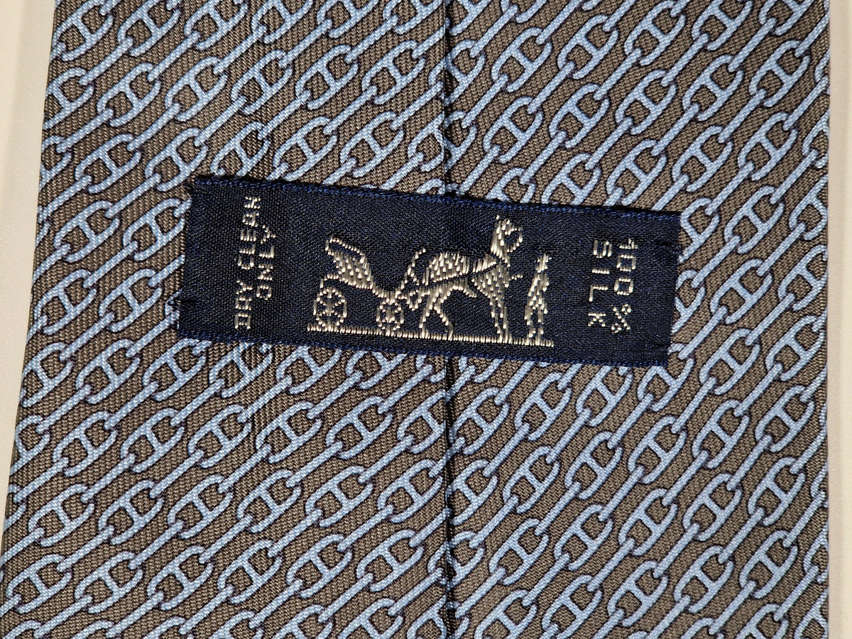 005261 Hermès tie brown chain pattern Hermès 5261 SA tie brown