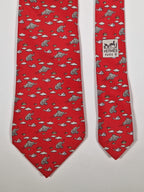 005268 Hermès tie red whimsical flying elephant 5268 SA