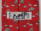 005268 Hermès tie red whimsical flying elephant 5268 SA