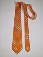 005273 Hermès tie orange whimsical jumping sheep 5273 SA