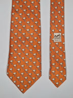 005273 Hermès tie orange whimsical jumping sheep 5273 SA