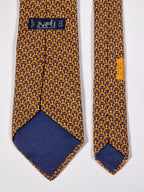 Hermès silk tie orange blue equestrian spur 5296 TA