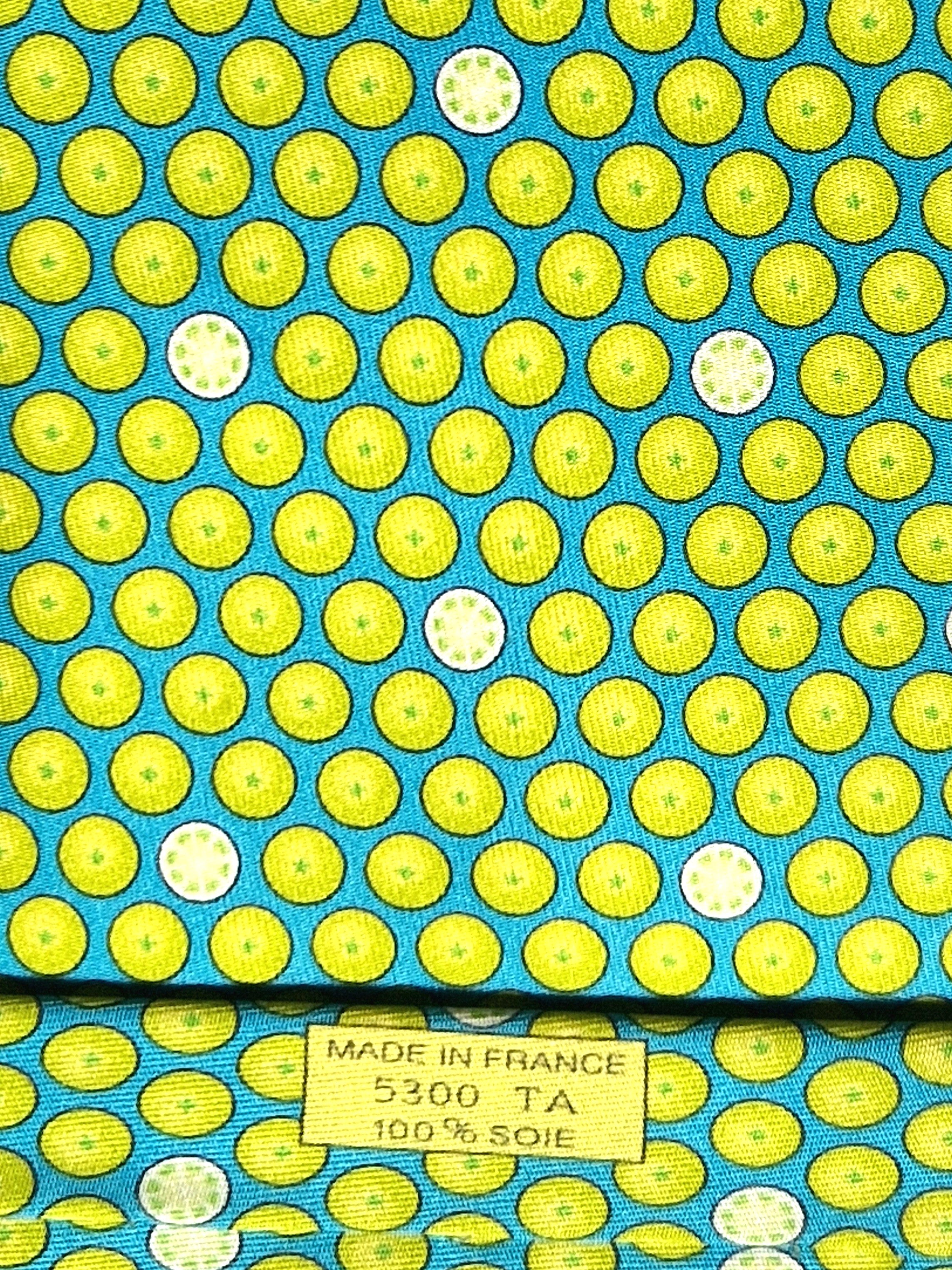 Hermés silk tie blue with lime fruit 5300 TA