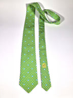 Hermés silk tie blue with lime fruit 5300 TA