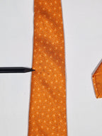 005302 Hermès silk tie orange star pattern 5302 TA