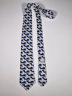 Hermès silk tie blue geometrical pattern 5310 TA