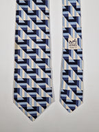 Hermès silk tie blue geometrical pattern 5310 TA