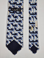 Hermès silk tie blue geometrical pattern 5310 TA