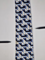 Hermès silk tie blue geometrical pattern 5310 TA