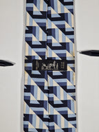Hermès silk tie blue geometrical pattern 5310 TA